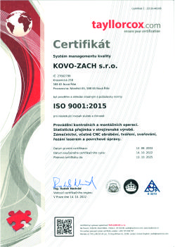 Certifikát ISO (česká verze)