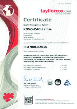 Certifikát ISO (anglická verze)